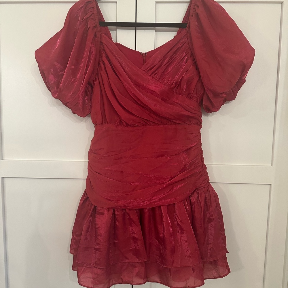 Storia Mini Dress 
Metallic Marroon 
Size Large